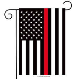 Briarwood Lane Thin Red Line Garden Flag with American stars and stripes, red line embellishment.