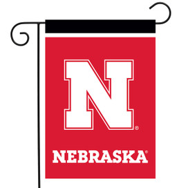 Briarwood Lane Nebraska Cornhuskers NCAA Licensed small garden flag with colorful printed design on red background.