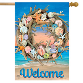 Driftwood Wreath Summer House Flag