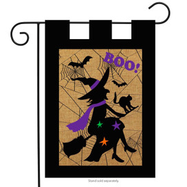 Halloween Witch Burlap Garden Flag