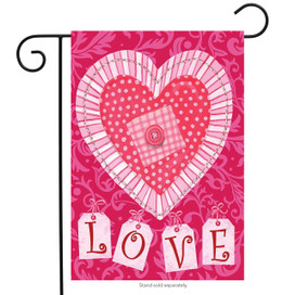 Patchwork Heart Valentine's Day Garden Flag