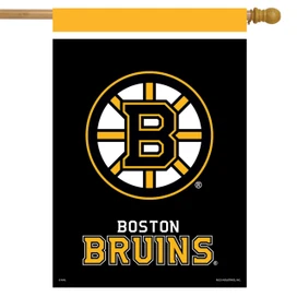Briarwood Lane Boston Bruins NHL licensed house flag with yellow and black team logo design.