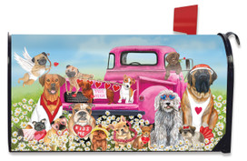 Happy Valentine's Dogs Mailbox Cover