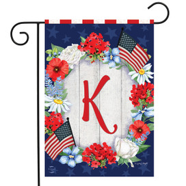 Patriotic Monogram Letter K Garden Flag