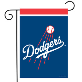 Briarwood Lane Los Angeles Dodgers MLB licensed garden flag with blue, red, and white colors.