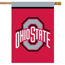 Ohio State Buckeyes NCAA Licensed House Flag by Briarwood Lane, large red decorative sports banner.