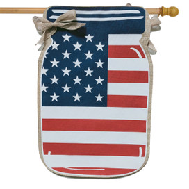 Patriotic Mason Jar Burlap House Flag