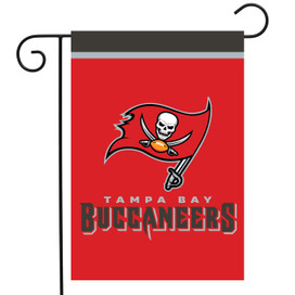 Briarwood Lane Tampa Bay Buccaneers NFL licensed garden flag, red with pirate skull logo.