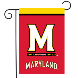 Briarwood Lane Maryland Terrapins NCAA Licensed small garden flag with colorful printed design on display.