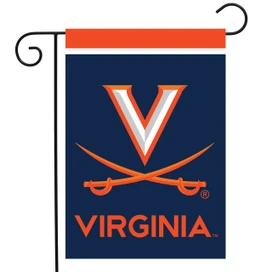 Briarwood Lane Virginia Cavaliers NCAA Licensed Garden Flag with navy blue, orange, and white design.