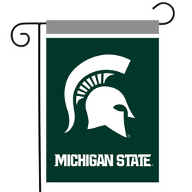 Briarwood Lane official NCAA Michigan State Spartans garden flag, green with white Spartan helmet logo.