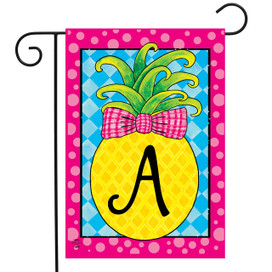 Briarwood Lane small printed garden flag with colorful pineapple and letter A for spring and summer decor.