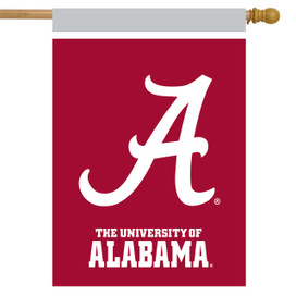 Briarwood Lane NCAA licensed Alabama Crimson Tide house flag with large white script on red background.