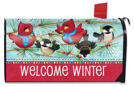 Winter Songbirds Primitive Large / Oversized Mailbox Cover