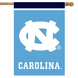 Briarwood Lane NCAA licensed North Carolina Tar Heels house flag with colorful decorative design and logo.