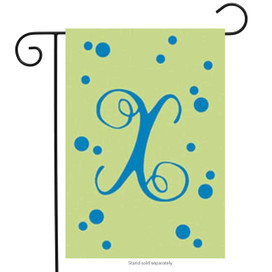 Polka Dot Embroidered Monogram Garden Flag - Letter X