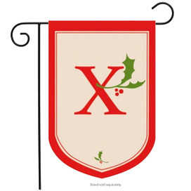 Holiday Monogram X Christmas Garden Flag