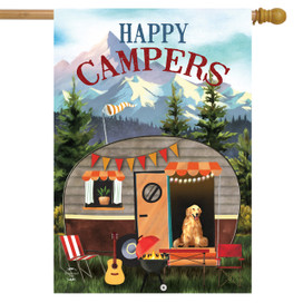 Briarwood Lane Great Outdoors Camper Fall House Flag, colorful printed decorative flag with camper scene.