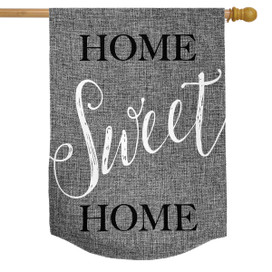 Briarwood Lane small burlap house flag with Home Sweet Home text, rustic country decorative banner.