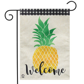 Briarwood Lane small printed Welcome Pineapple garden flag with colorful and cheery springtime design on burlap.