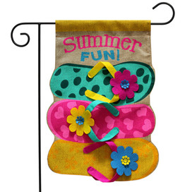 Summer Fun Flip Flops Burlap Garden Flag