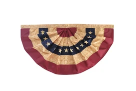 Briarwood Lane tea-stained patriotic bunting, 48" x 24", with aged, antiqued American flag design.