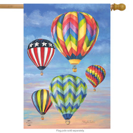 Briarwood Lane colorful hot air balloons house flag for spring summer seasonal decorative porch display.