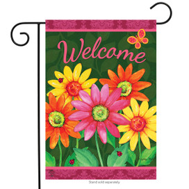 Briarwood Lane Welcome Daisies small printed garden flag with colorful flowers for springtime porch display.