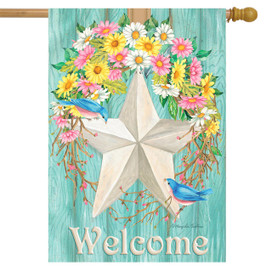 Briarwood Lane Spring Barnstar house flag, colorful welcome decoration for springtime porch or backyard display.
