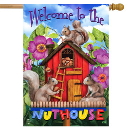 Spring Nuthouse Squirrels House Flag