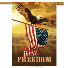 Briarwood Lane Freedom Eagle Patriotic House Flag with American stars and stripes, red, white, and blue.