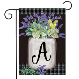Briarwood Lane small printed garden flag with letter A, colorful flowers, and cheery spring design.