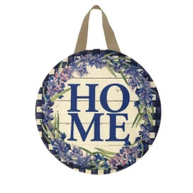 Briarwood Lane Lavender Home Burlap Door Hanger with floral wreath and "HOME" text, perfect door decoration.