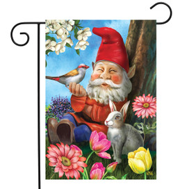 Briarwood Lane small printed Garden Gnome Spring Garden Flag with colorful springtime design and cheerful greeting.