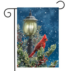 Briarwood Lane Winter Solitude Cardinal garden flag, small printed decorative flag with bright red cardinal.