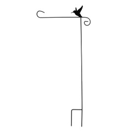 Briarwood Lane wrought iron hummingbird garden flag stand holder with decorative bird detail and curly hardware.