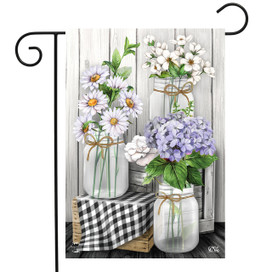 Checkered Mason Jars Spring Garden Flag