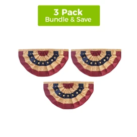 Briarwood Lane Tea Stained Patriotic Bunting 36"x18" set of 3 large applique bunting flags banners.