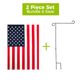 Briarwood Lane American Garden Flag 12.5"x18" with 3-piece wrought iron stand, holiday garden flag set.