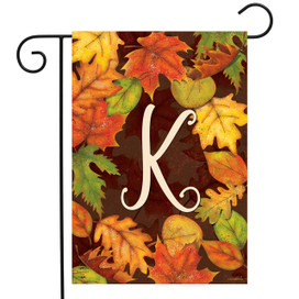 Fall Leaves Monogram Letter K Garden Flag