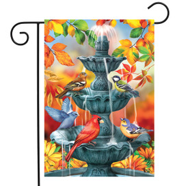 Bath Time Birds Autumn Garden Flag