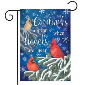 Briarwood Lane small printed garden flag with colorful cardinals, snowflakes, and inspirational winter seasonal decor.