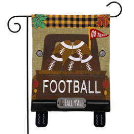 Football Truck Burlap Fall Garden Flag