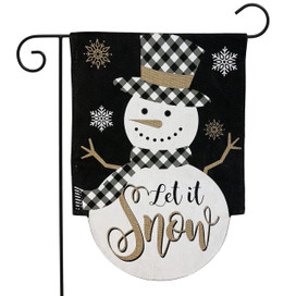 Checkered Snowman Burlap Winter Garden Flag