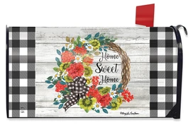 Briarwood Lane Geranium Wreath Summer Mailbox Cover, colorful, cheery, small, printed, decorative, springtime greeting.