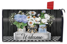 Briarwood Lane large decorative mailbox cover with colorful flowers and welcome sign for spring and summer.