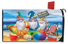 Briarwood Lane Summer Gnomes Nautical Large Mailbox Cover with colorful beach gnomes and seasonal decor.