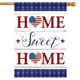 Briarwood Lane Patriotic Home Sweet Home flag with American stars, stripes, and red, white, blue colors.