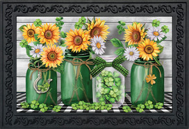Briarwood Lane Irish Mason Jars St. Patrick's Day doormat with shamrock and gold accents.