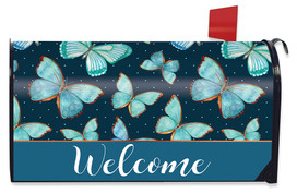 Briarwood Lane Blue Butterflies Spring Mailbox Cover, colorful, cheery, decorative, small, printed, welcome design.